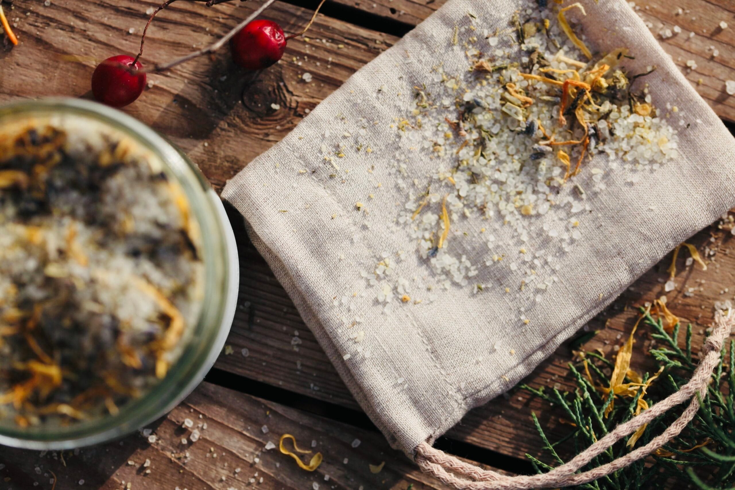 Woreczek lniany na sól do kąpieli